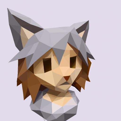 cute anime low poly furry girl