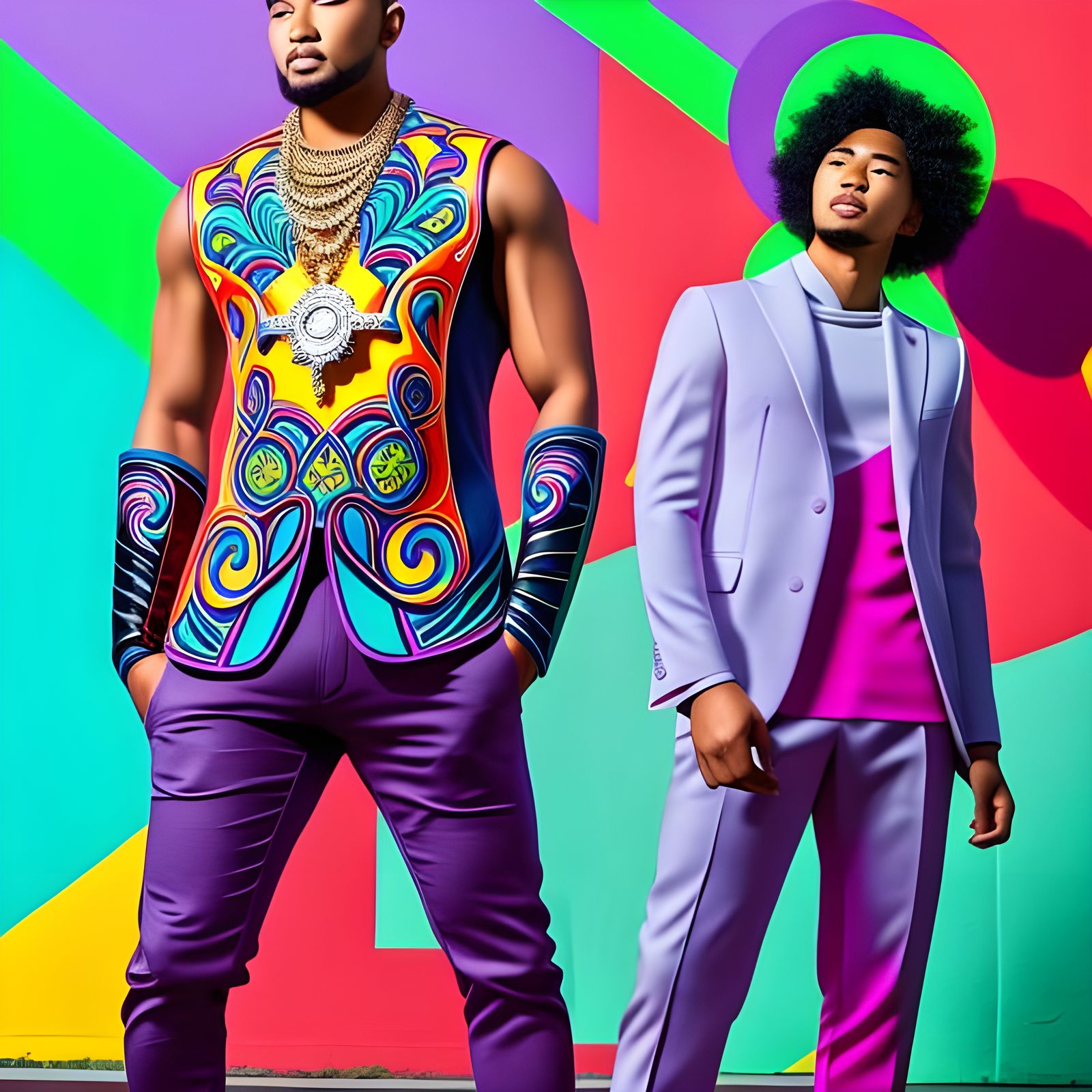 Anime Men in Dayglo Fur: Hyperdetailed Digital Art