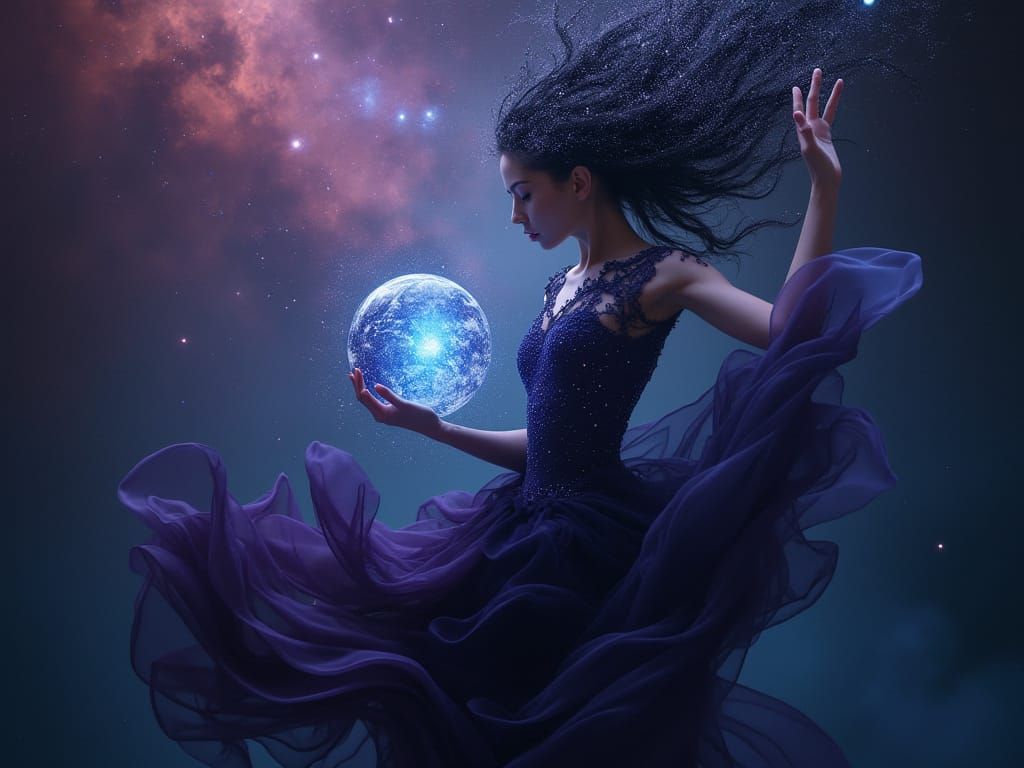 Cosmic Giantess Dancing Through the Stars