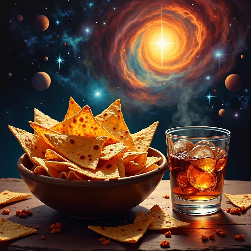 Tandoori Tortilla Chips and Smoky Bourbon Illustration