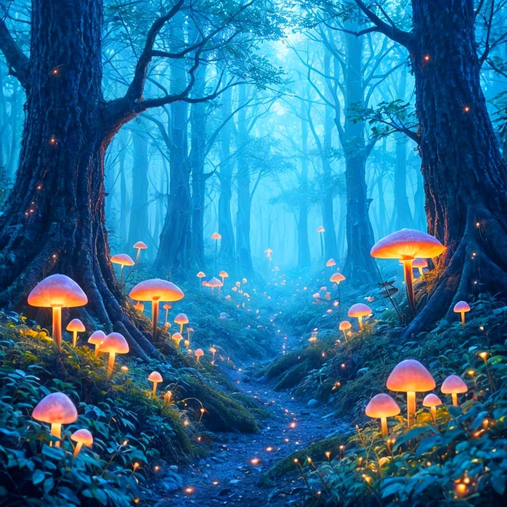 Enchanted Bioluminescent Forest