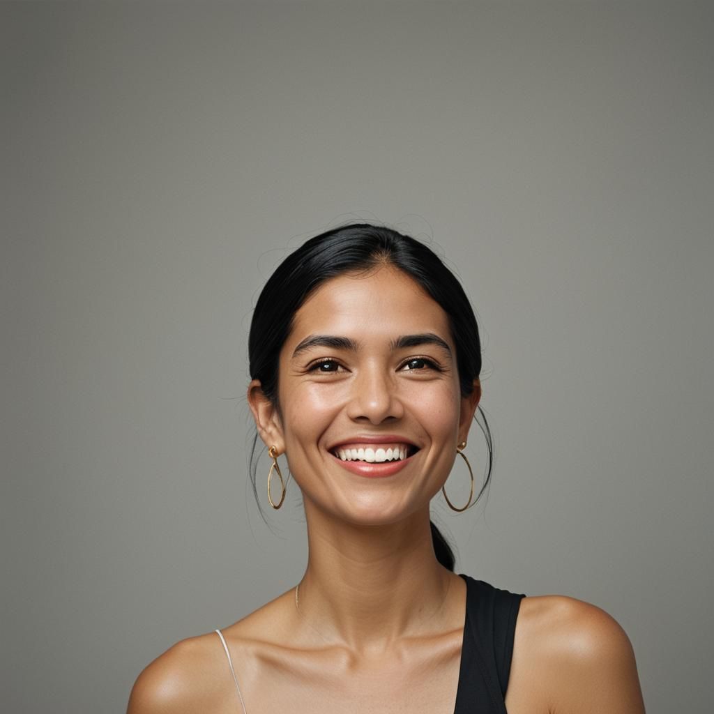 Smiling Woman with Gold Hairpin, Professional Portrait