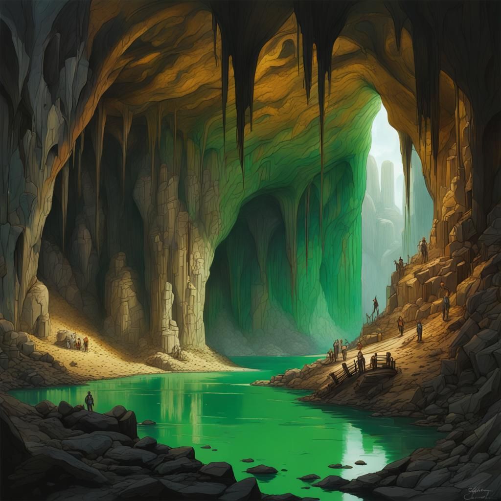 Underground City of Gold in Gouache Style