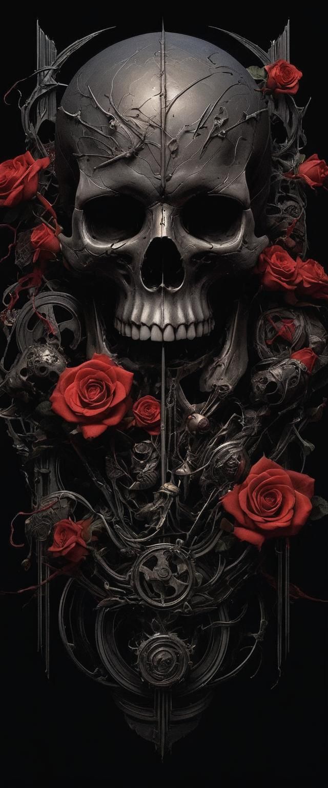 skull and roses