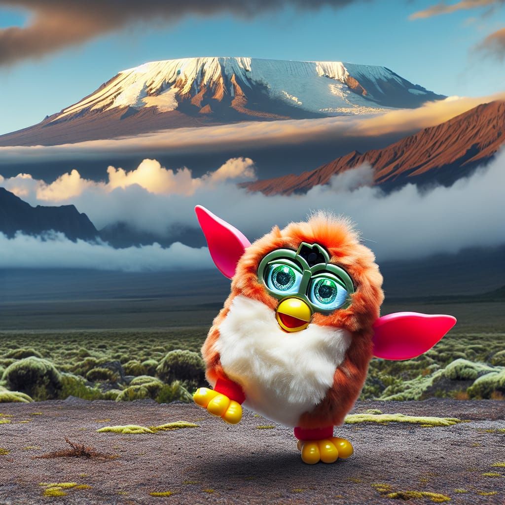 Furby Breakdancing on Mount Kilimanjaro at Sunset