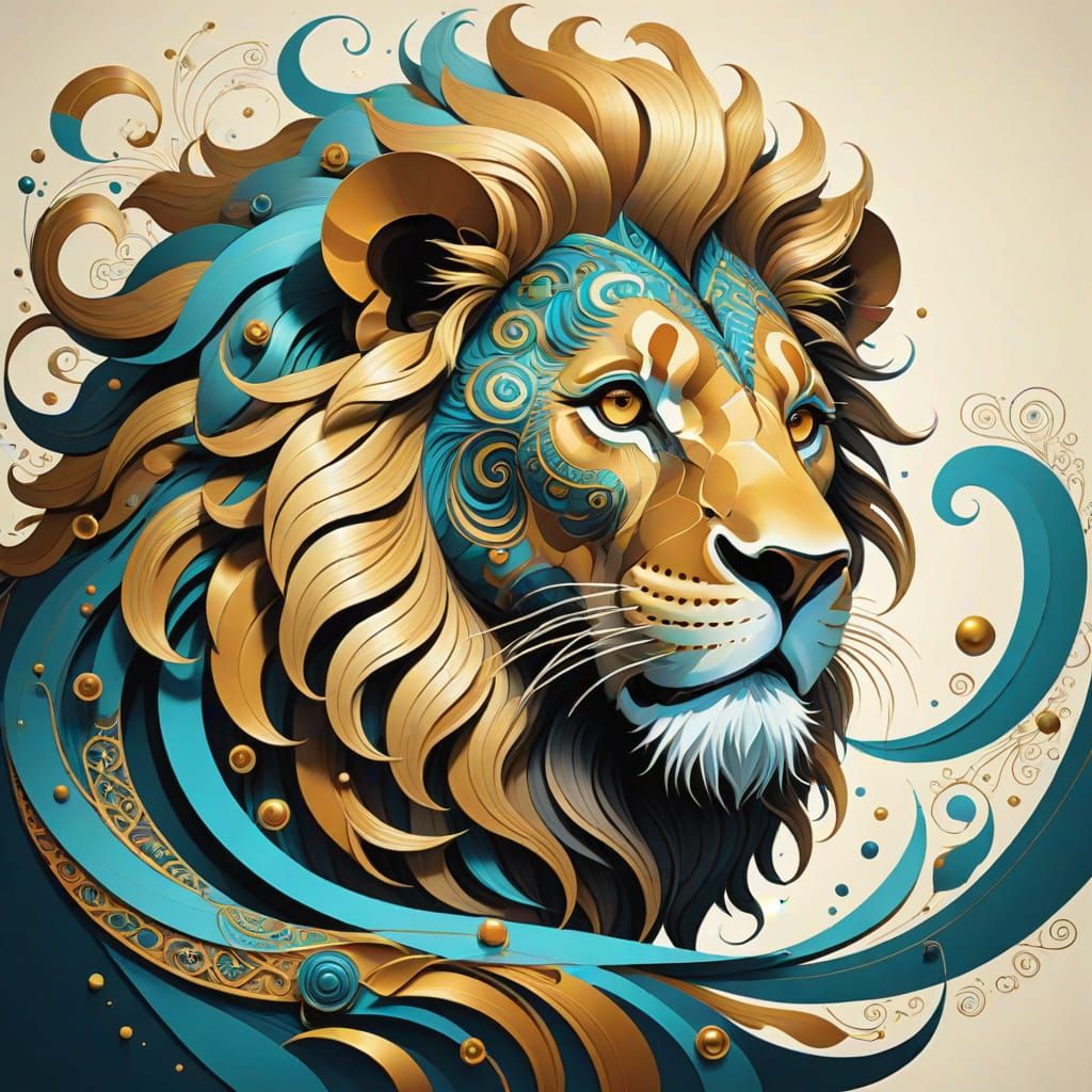 Glowing Lion in Visionary Realism Style