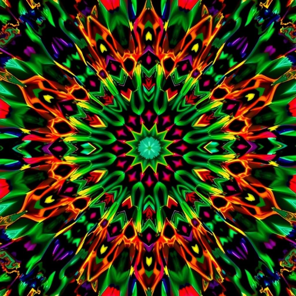 Vibrant Kaleidoscope Pattern with Geometric Shapes