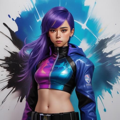 Futuristic Heroine on Alien Planet, Mixed Media Illustration