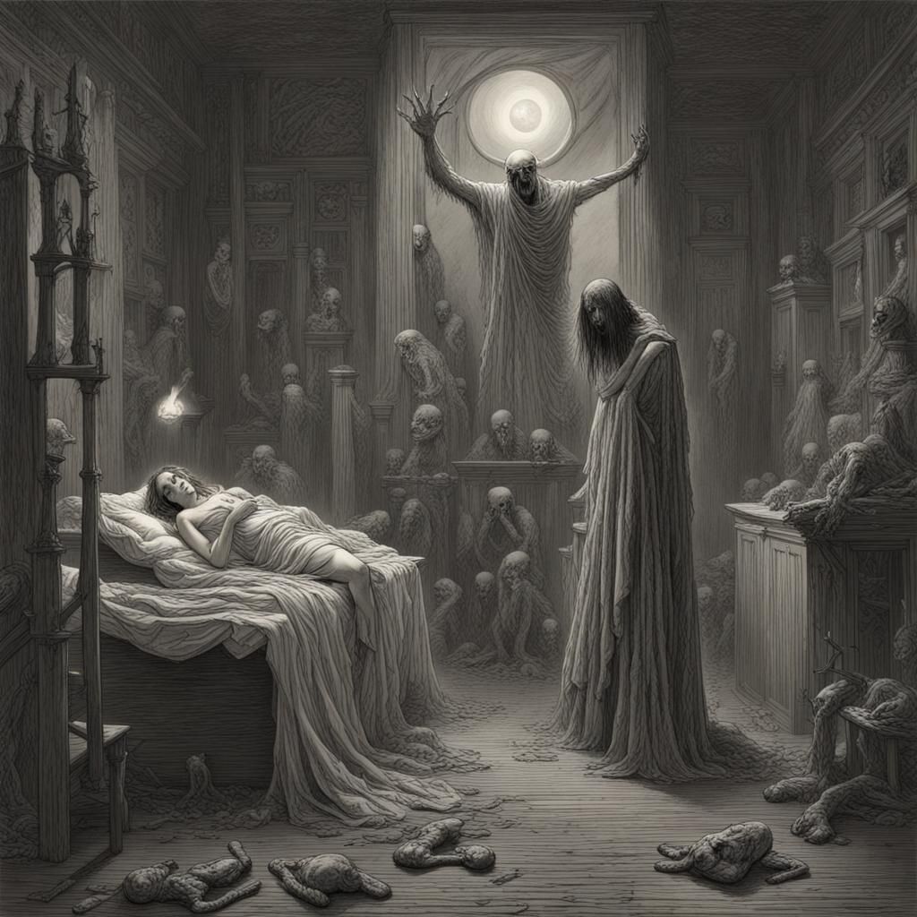 Fibromyalgia Horror in Doré and Rutkowski Style