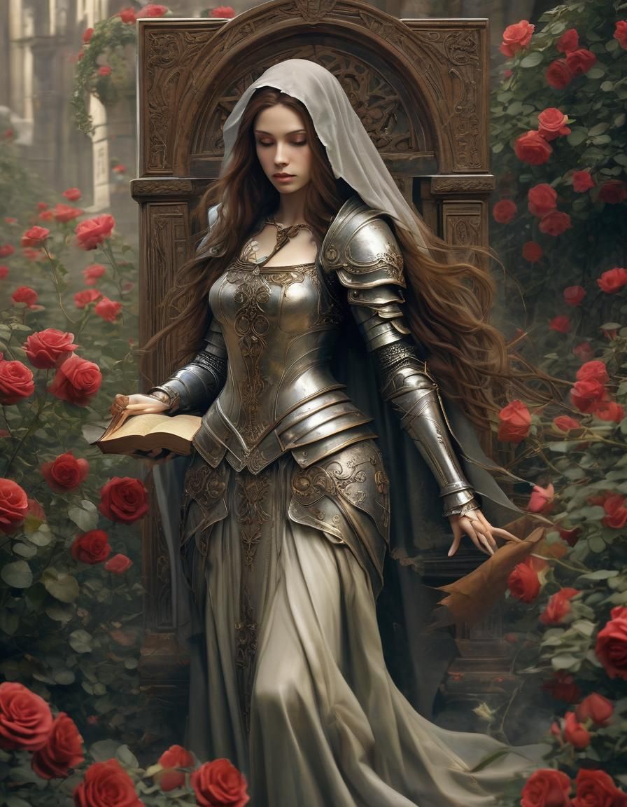 Virgo Asks Knight for Help in Anne Stokes Style