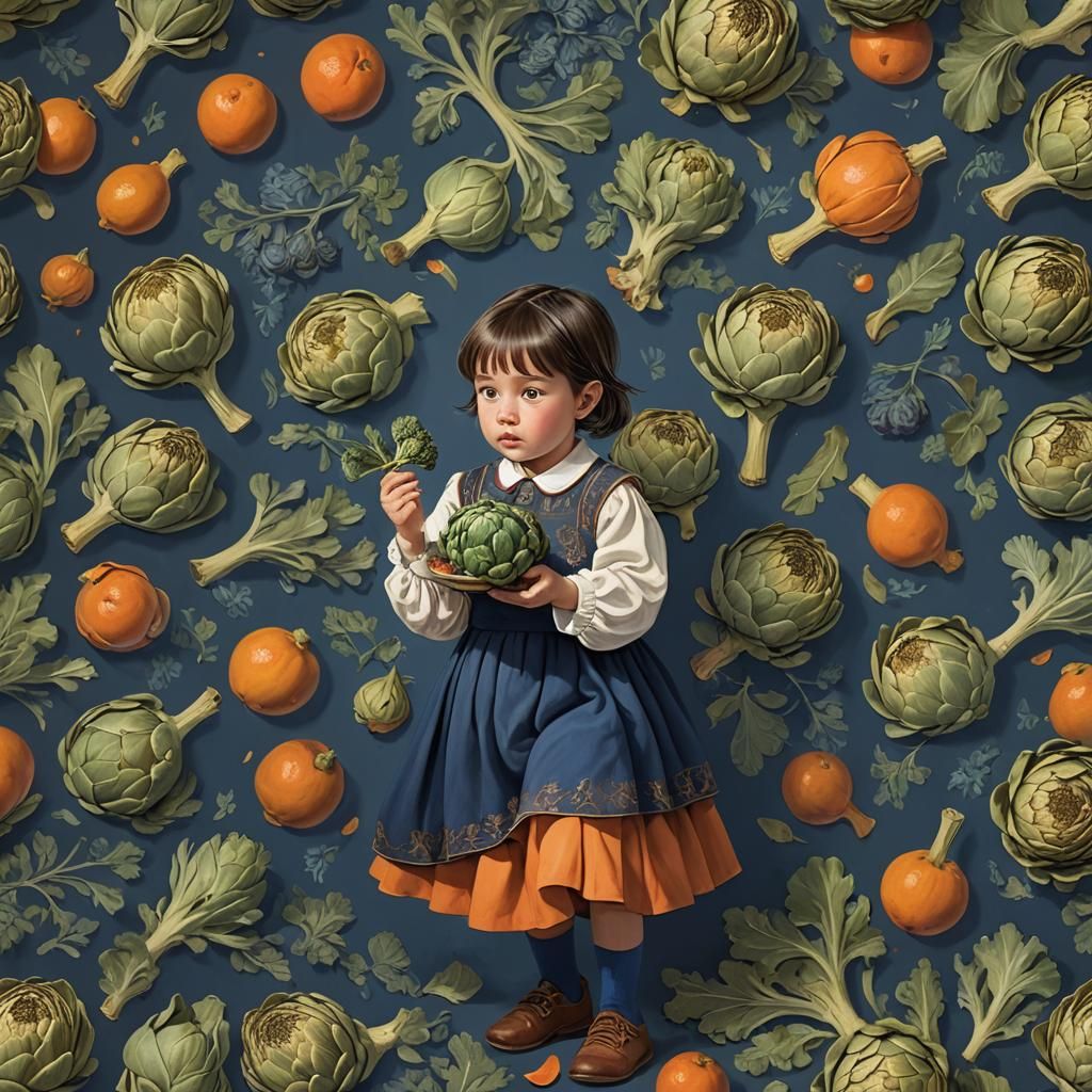 Girl Eating Artichoke: Fantasy Concept Art