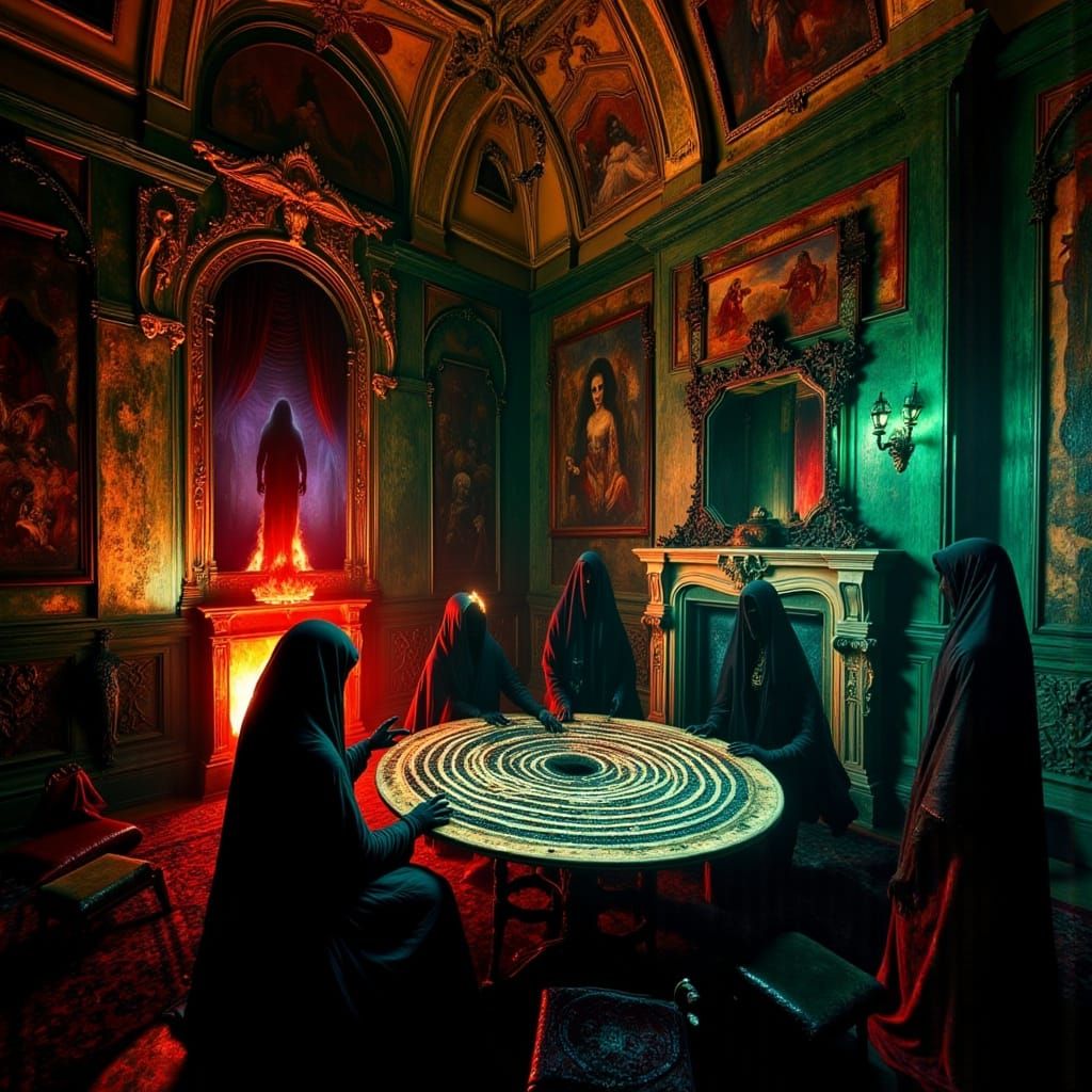 Victorian Parlor Seance with Trapped Spirit