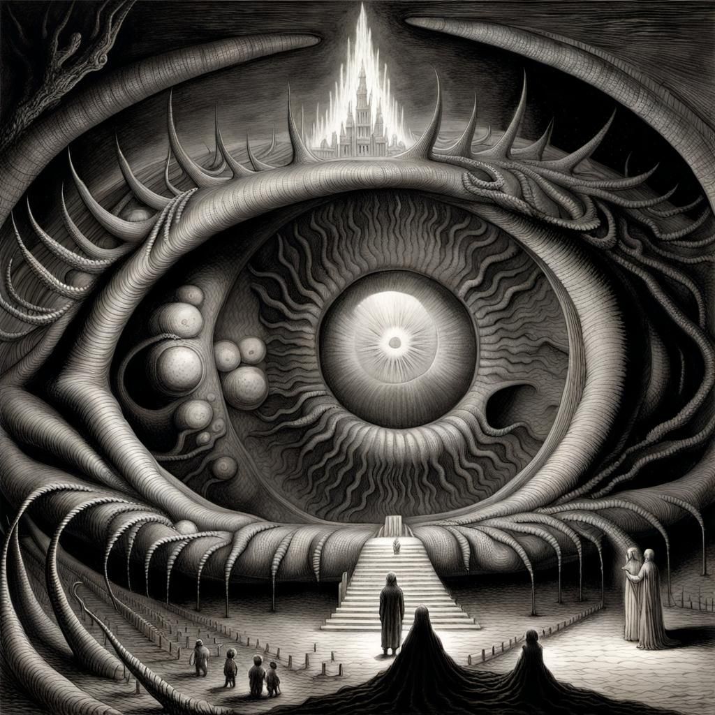 Nightmarish Cosmic Horror in Surrealist Style