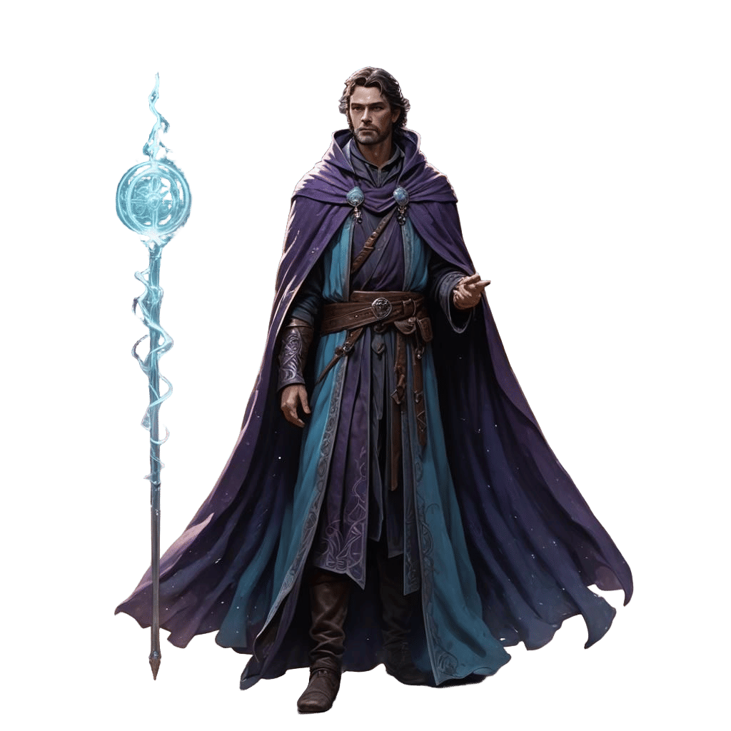 Fantasy Mage in Regal Attire, Inspired by Dungeons and Drago...