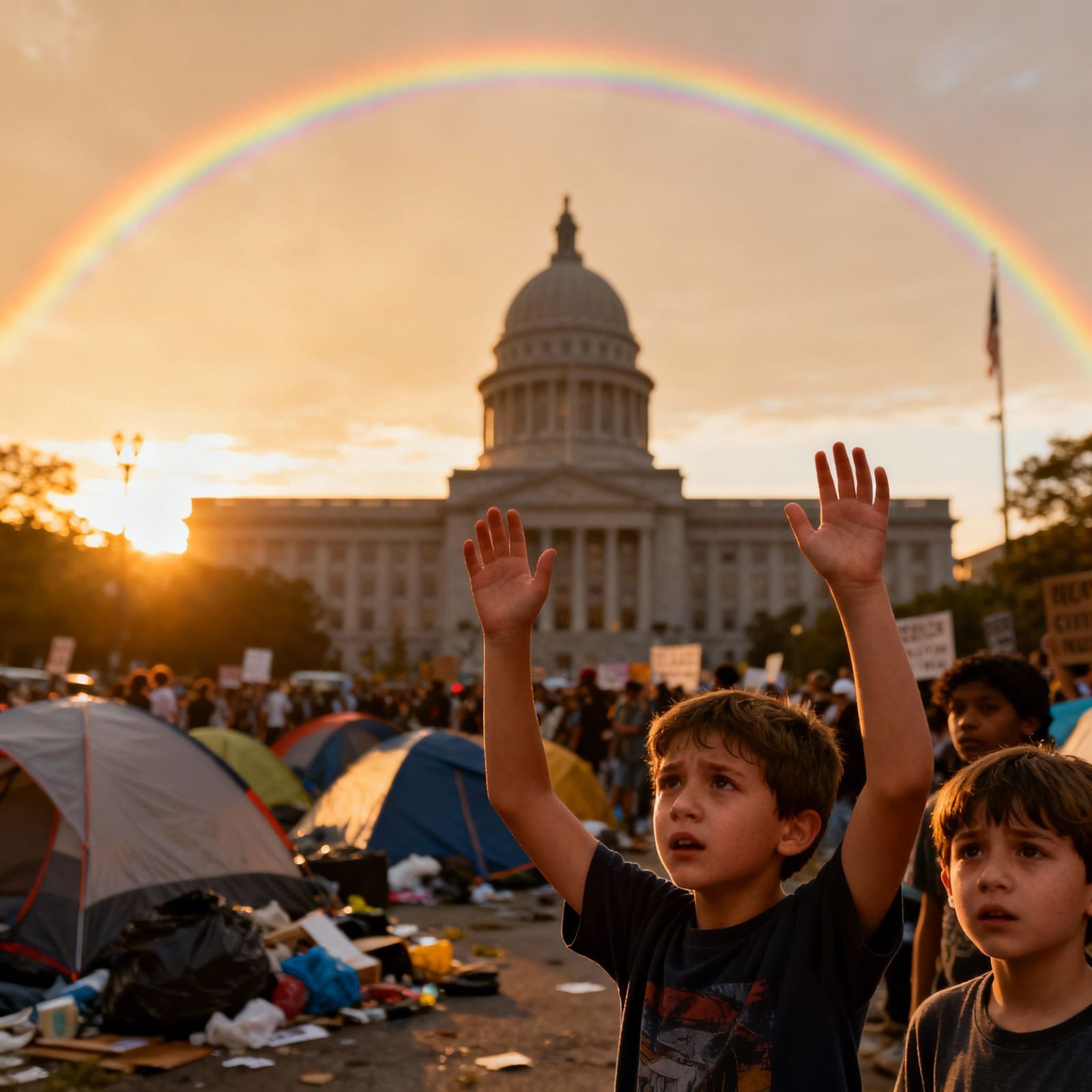 Sunrise Protest: Homelessness, Rainbows, and Hope