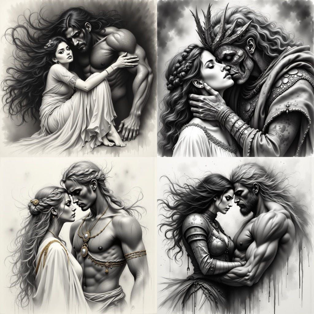 Ancient Jewish Warrior in Charcoal Pencil Enchants the Power...