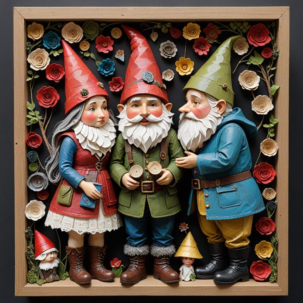 Papier Mache Art: Woman Kissed by Gnomes