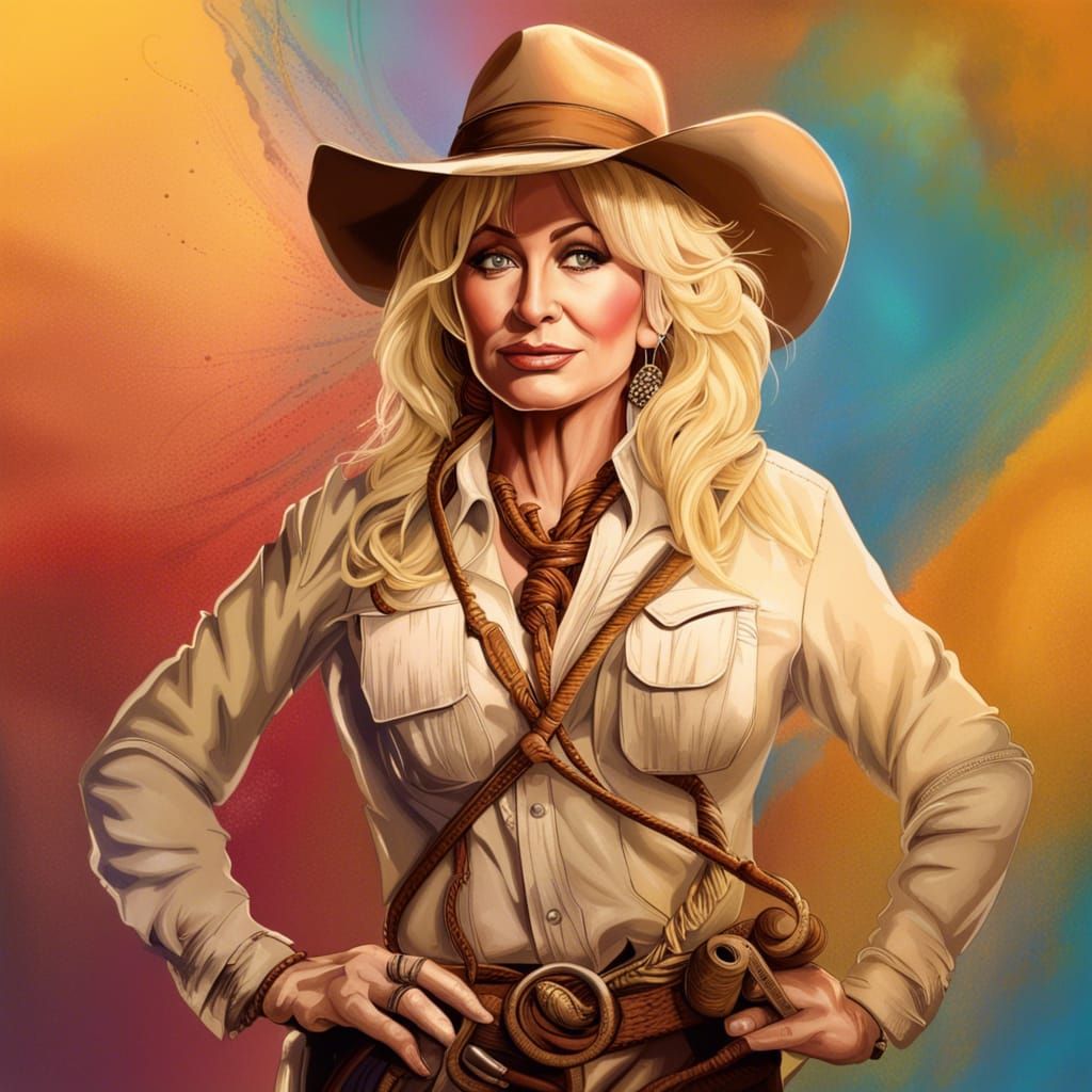 Dolly Parton as Indiana Jones: Hyperrealistic Concept Art