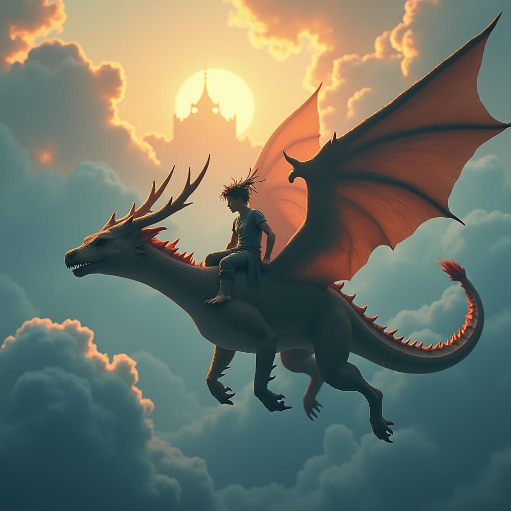 Atreyu and Falkor Soar Through Fantasia