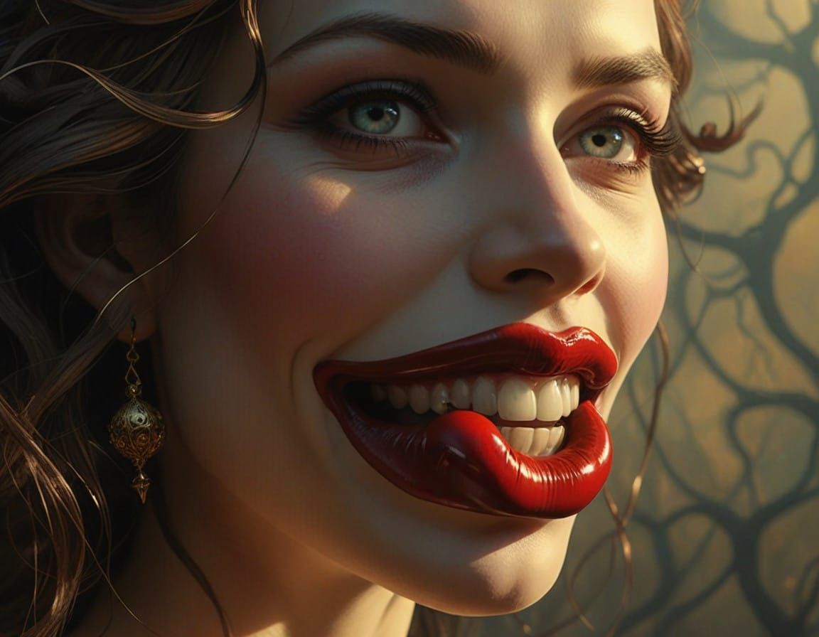 Grotesque Happiness Embodied in Dark, Elegant Beauty