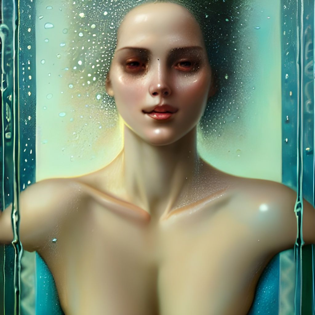 Woman Taking Shower in Hyperrealistic Style