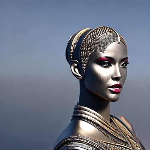 Beautiful Female Cyborg with Intricate Mech Details