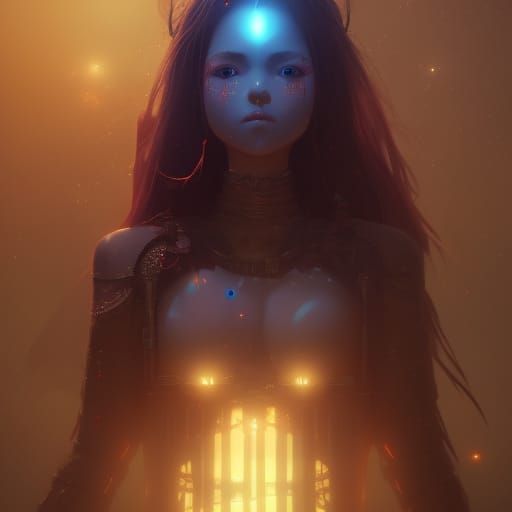 Anime Robot Girl in Space, Unreal Engine Art