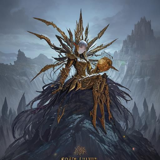 Triumphant Elf Queen in Dark Fantasy Illustration