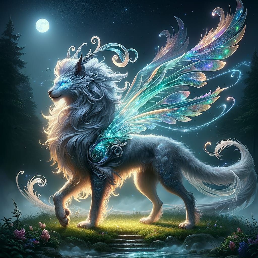 Mythical Scaled Feline Guardian of Magical Forests