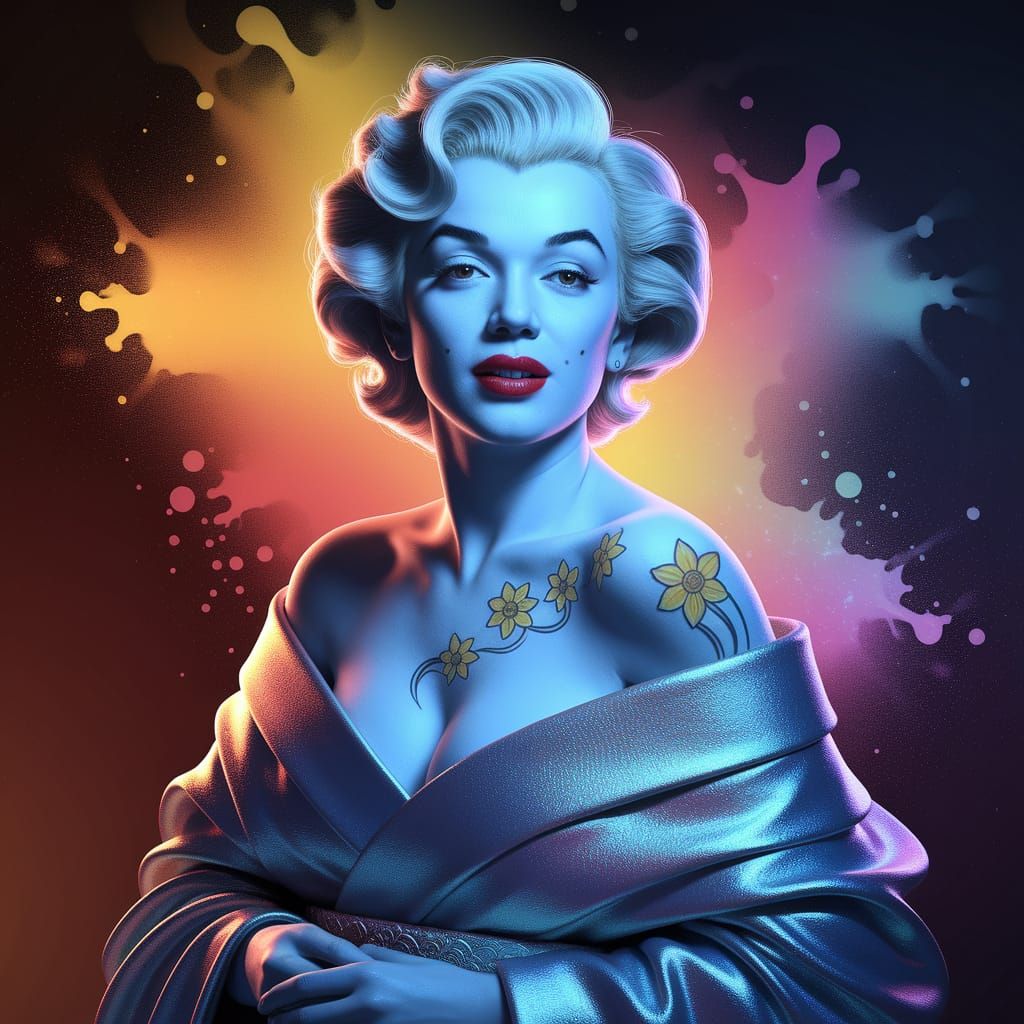 Marilyn Monroe Geisha Portrait with Daffodil Tattoo