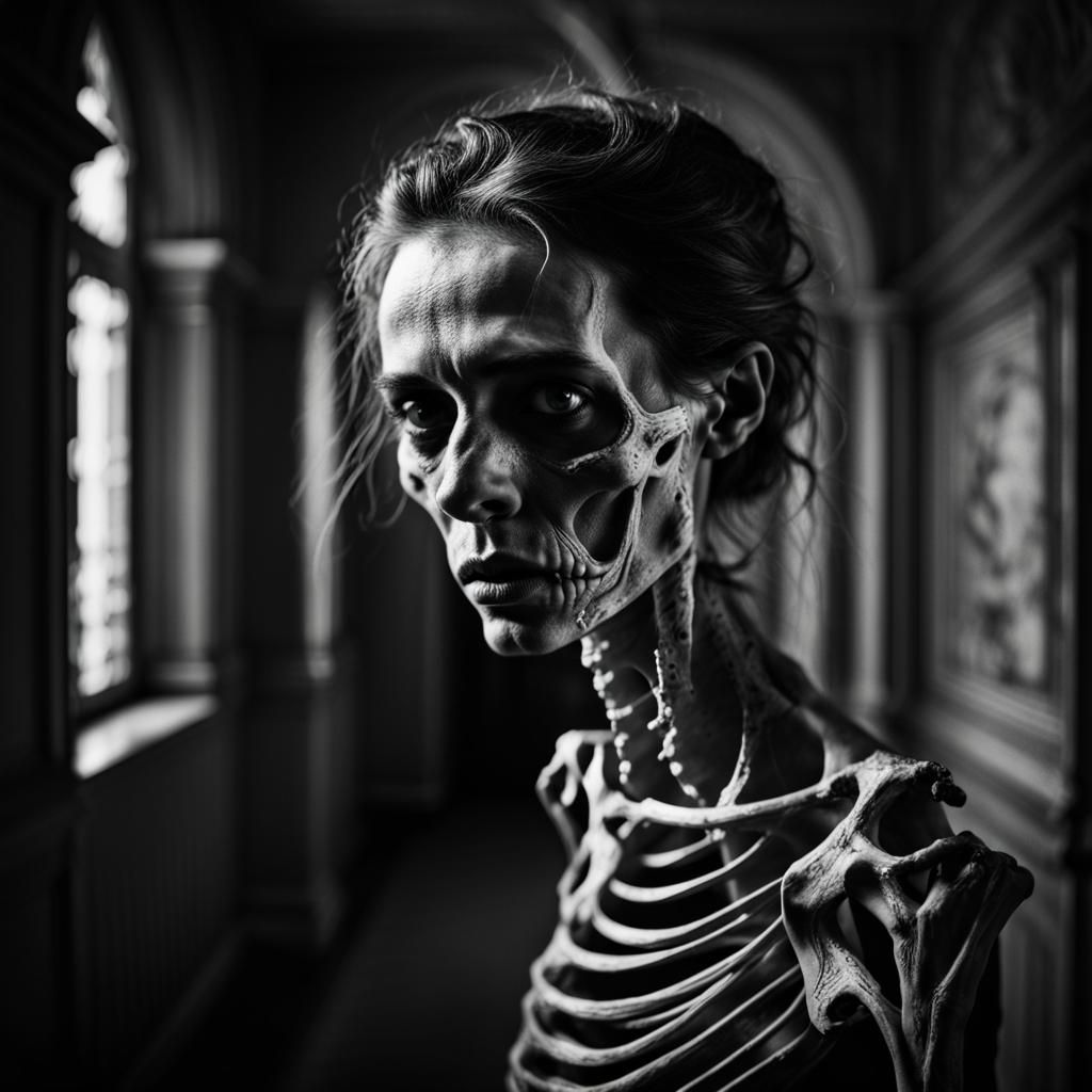 Ethereal Shadow in Film Noir Hallway