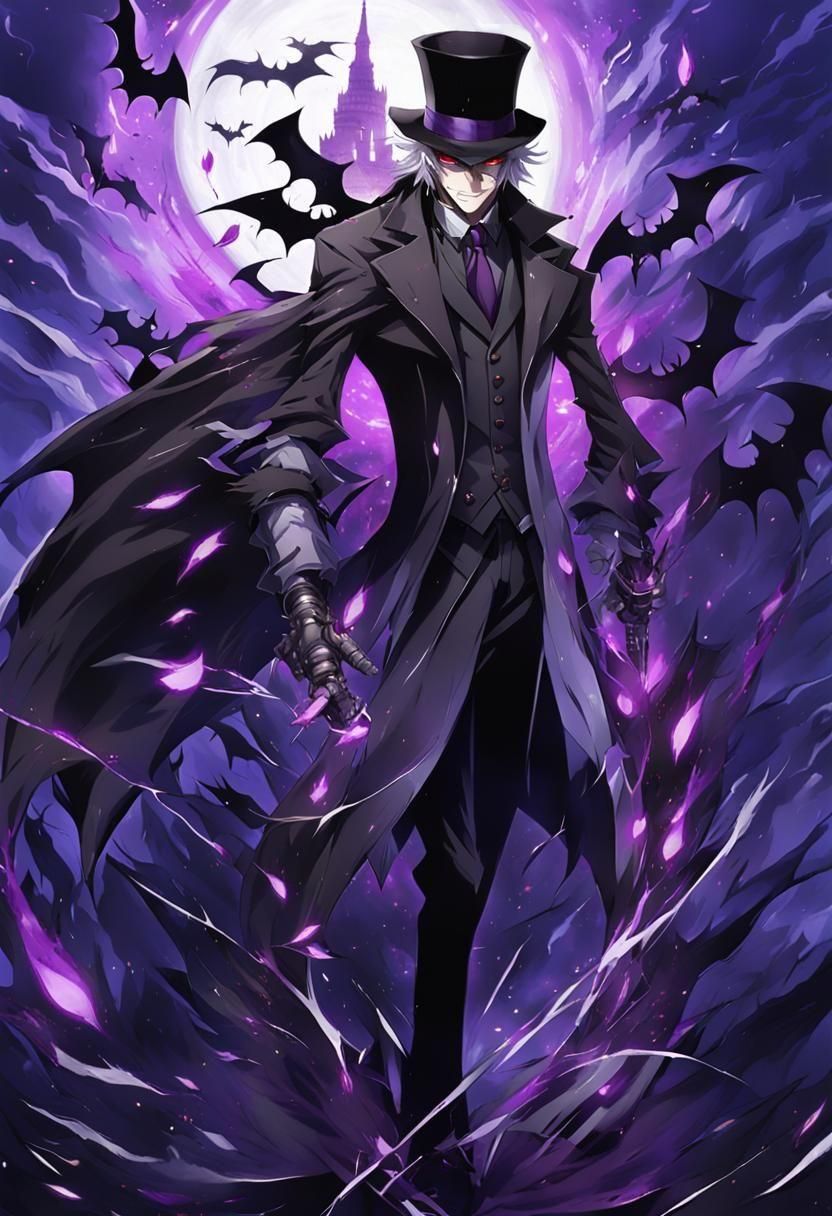 Sinister Dark Knight with Flames in Anime Style