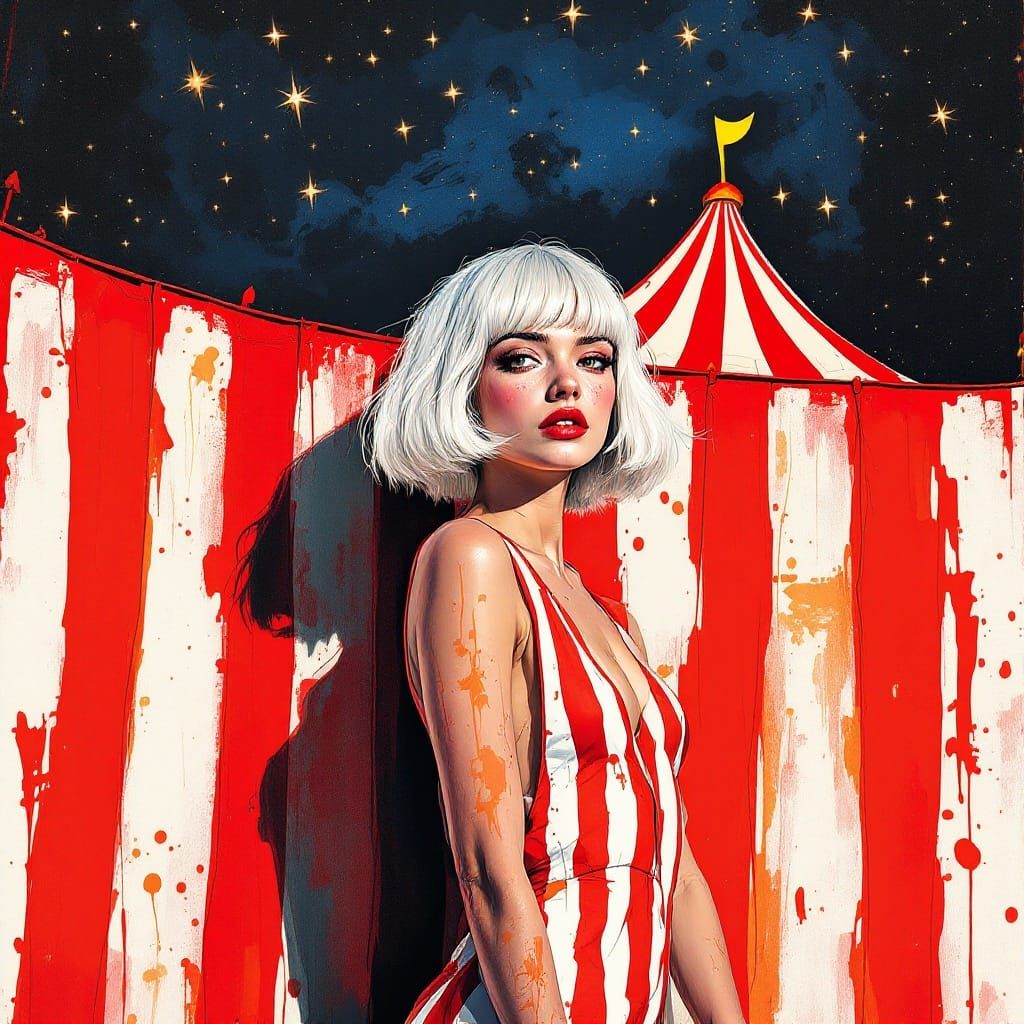 Confident Woman in Striped Strata