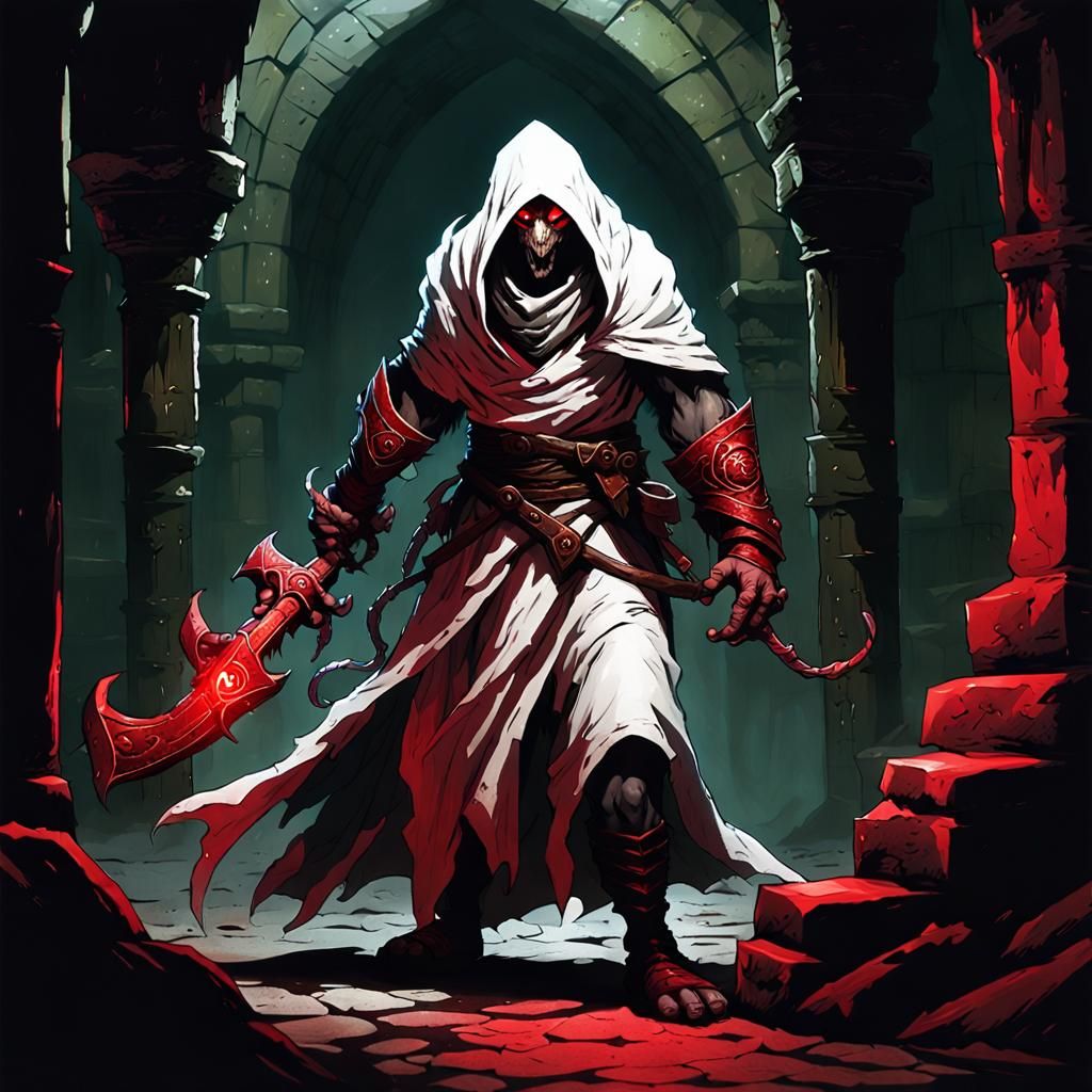 Skaven Assassin in White Robes, Lurking in Shadows