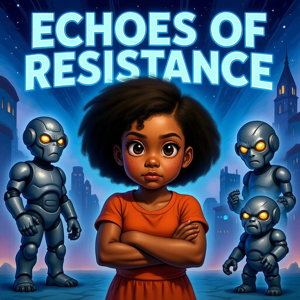 Girl's Resistance: Futuristic Watercolor Video Game Cover