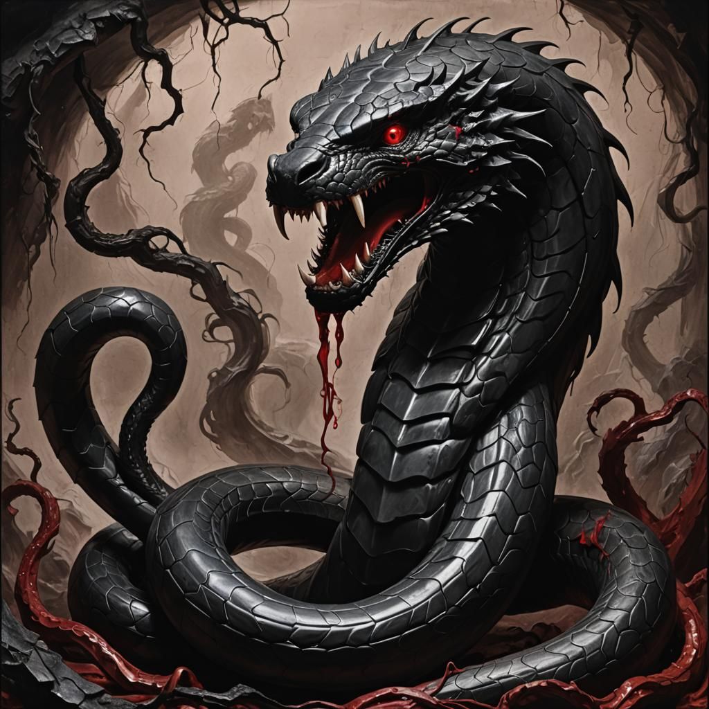 Unholy eliminator, ghoulish impurities, demonic viper lyrical abstracting gargantuan black mamaba cobra onyx monochromat...