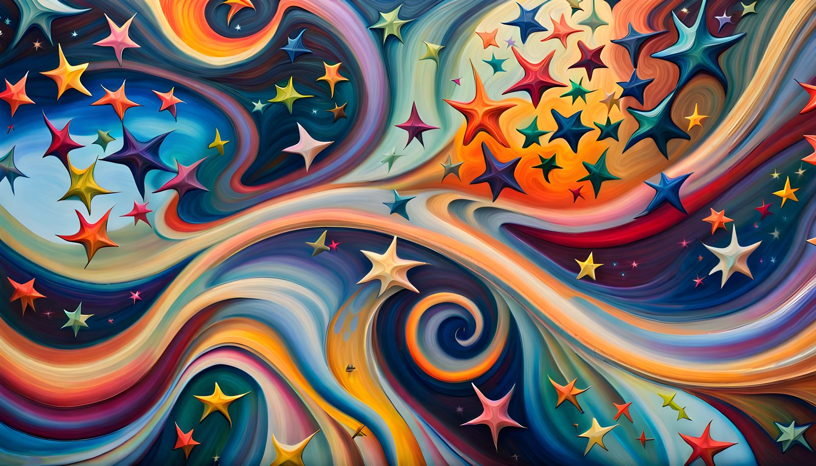 Iridescent Star Cluster in Aboriginal Impasto Style