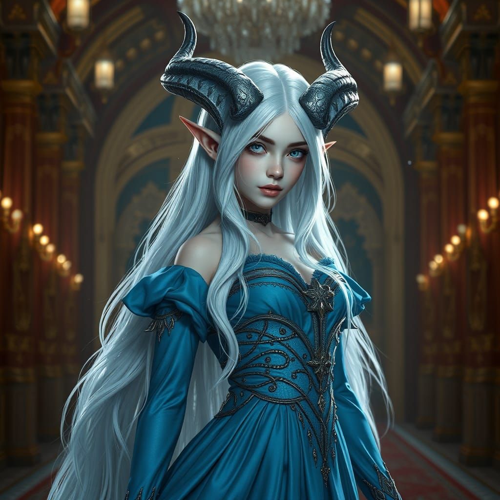 Elf Woman in Ballroom Concept Art