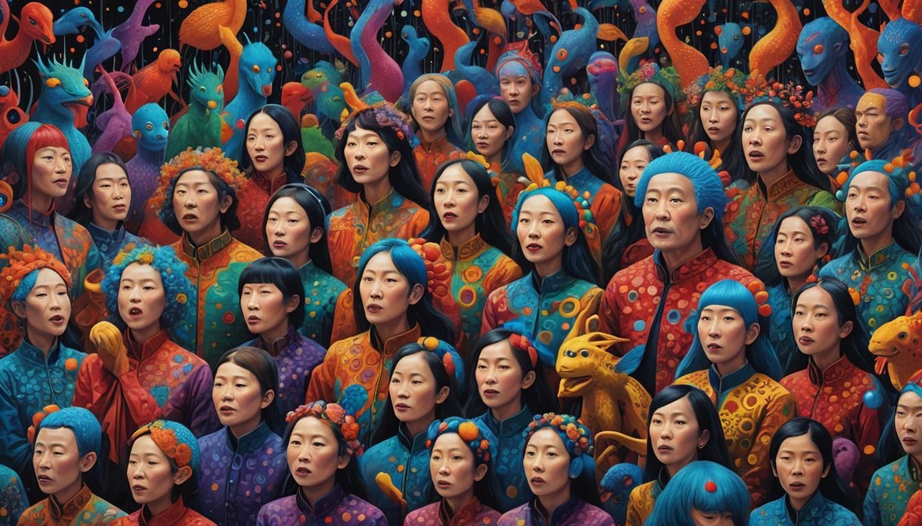 Mythical Creature Choir Festival in Gouache Painting