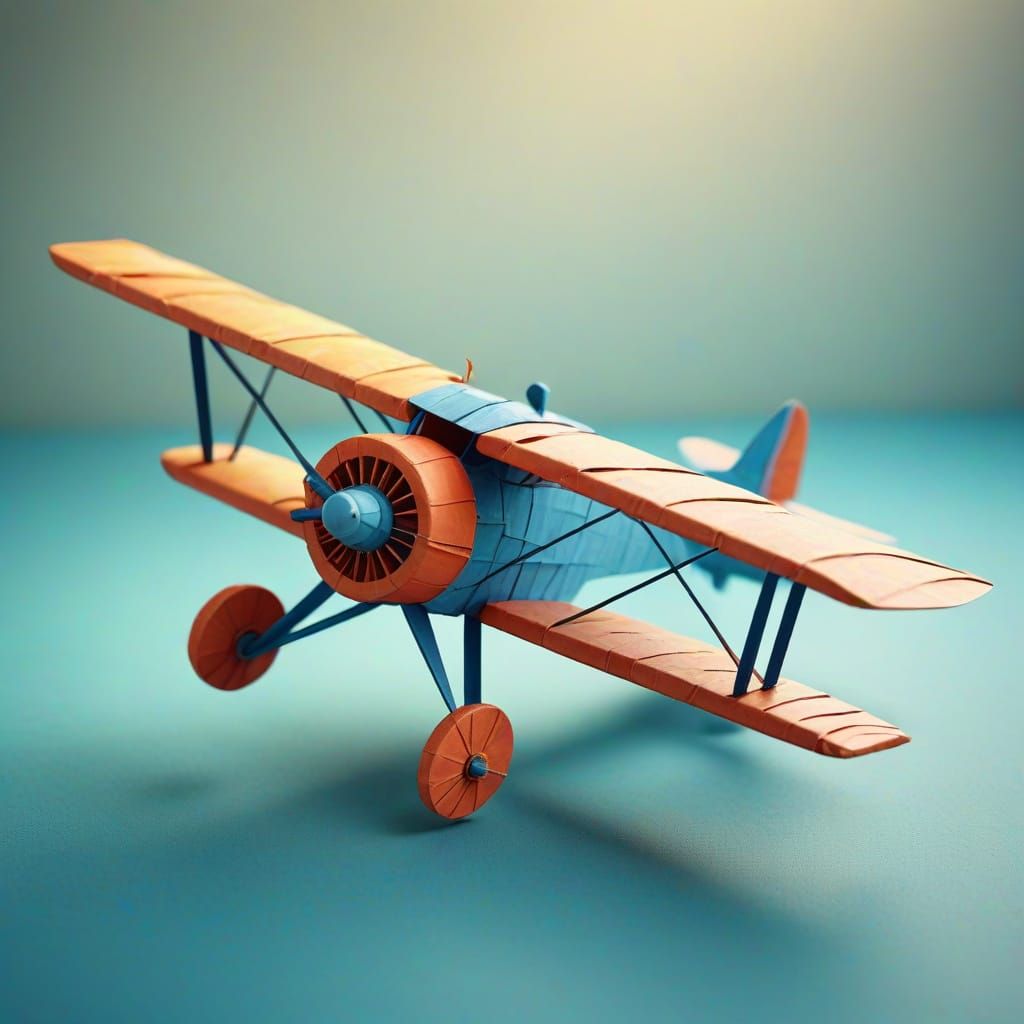 Whimsical Paper Airplane in Flight: 3D Concept Art