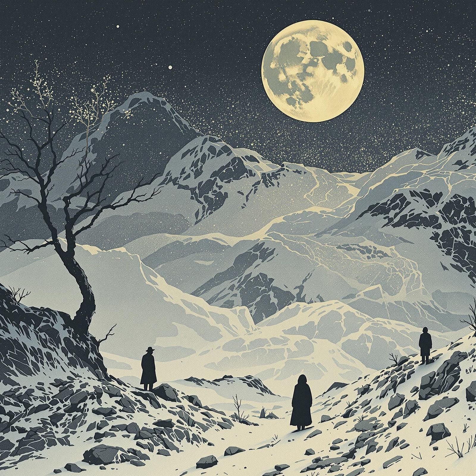 Ethereal Moonlit Landscape with a Sense of Longing