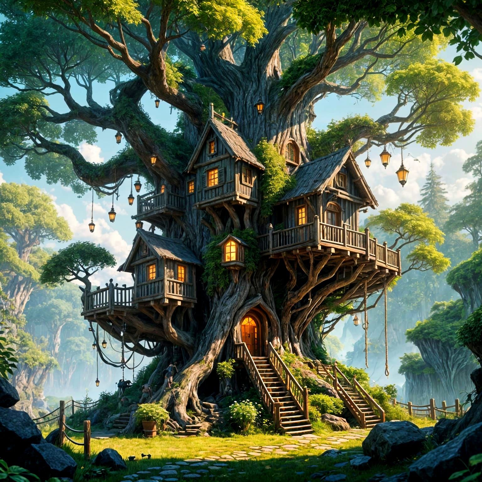 Ethereal Treehouse in Distressed Beech Tree