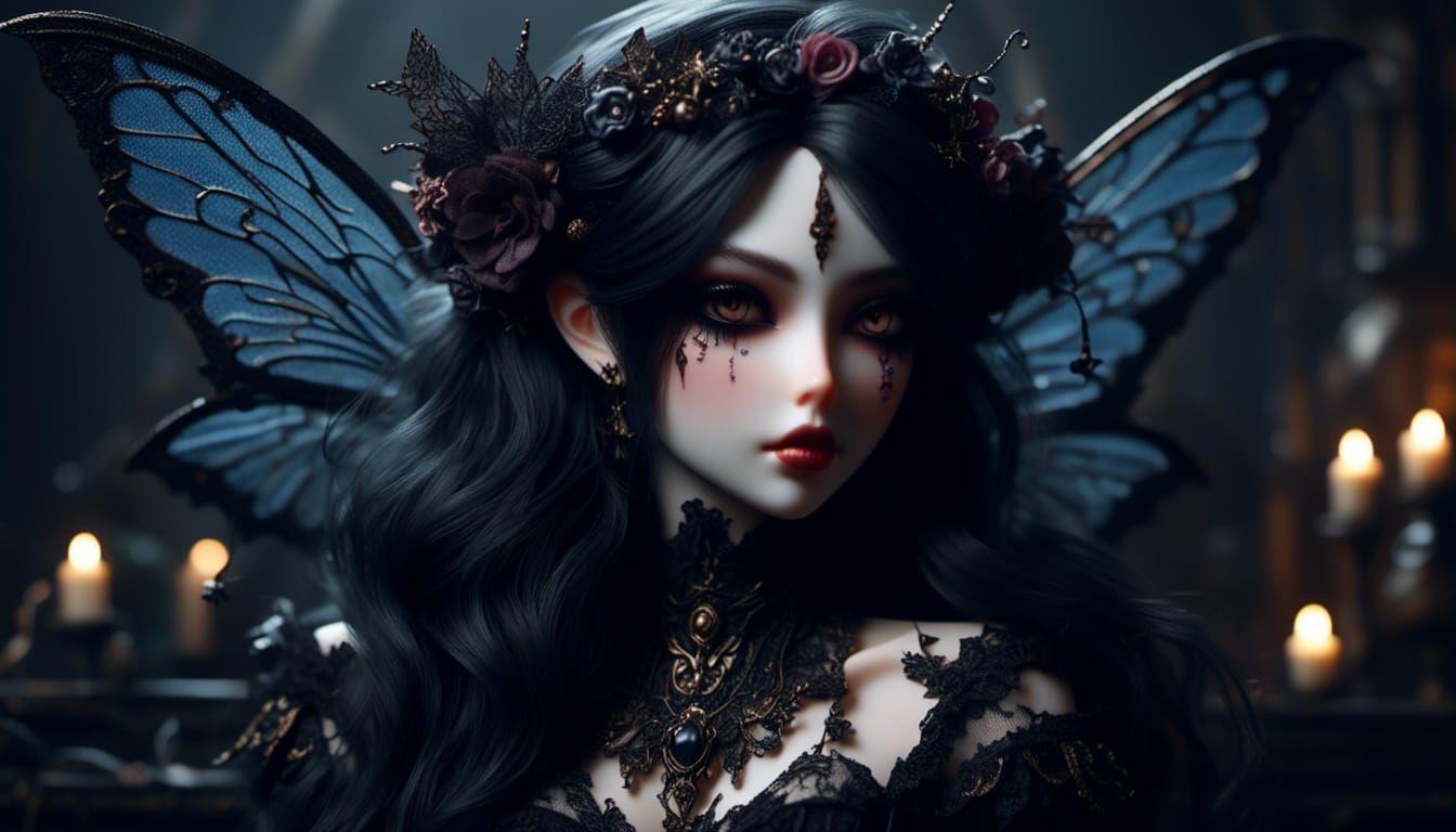 <lora:Elven-Style:1.0>, Gothic Fairy