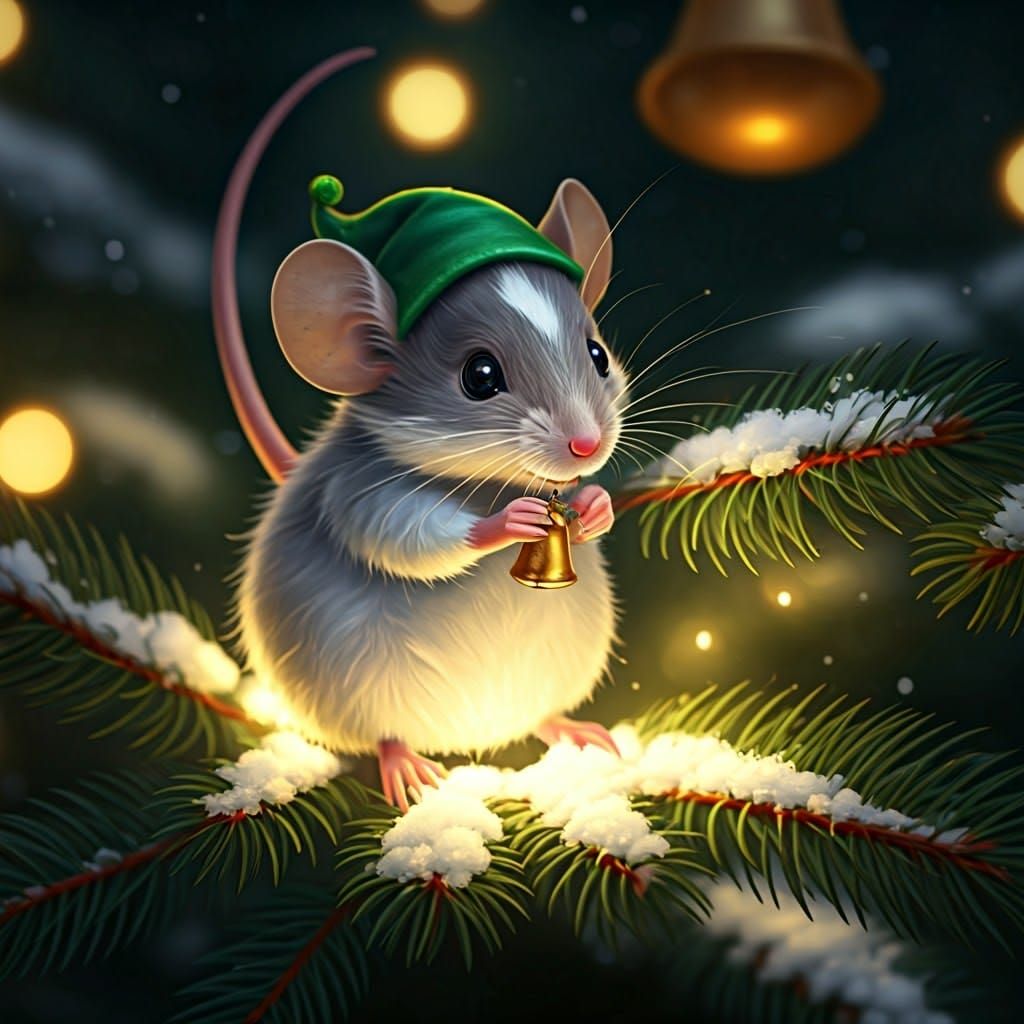 Enchanted Christmas Mouse in Festive Wonderland