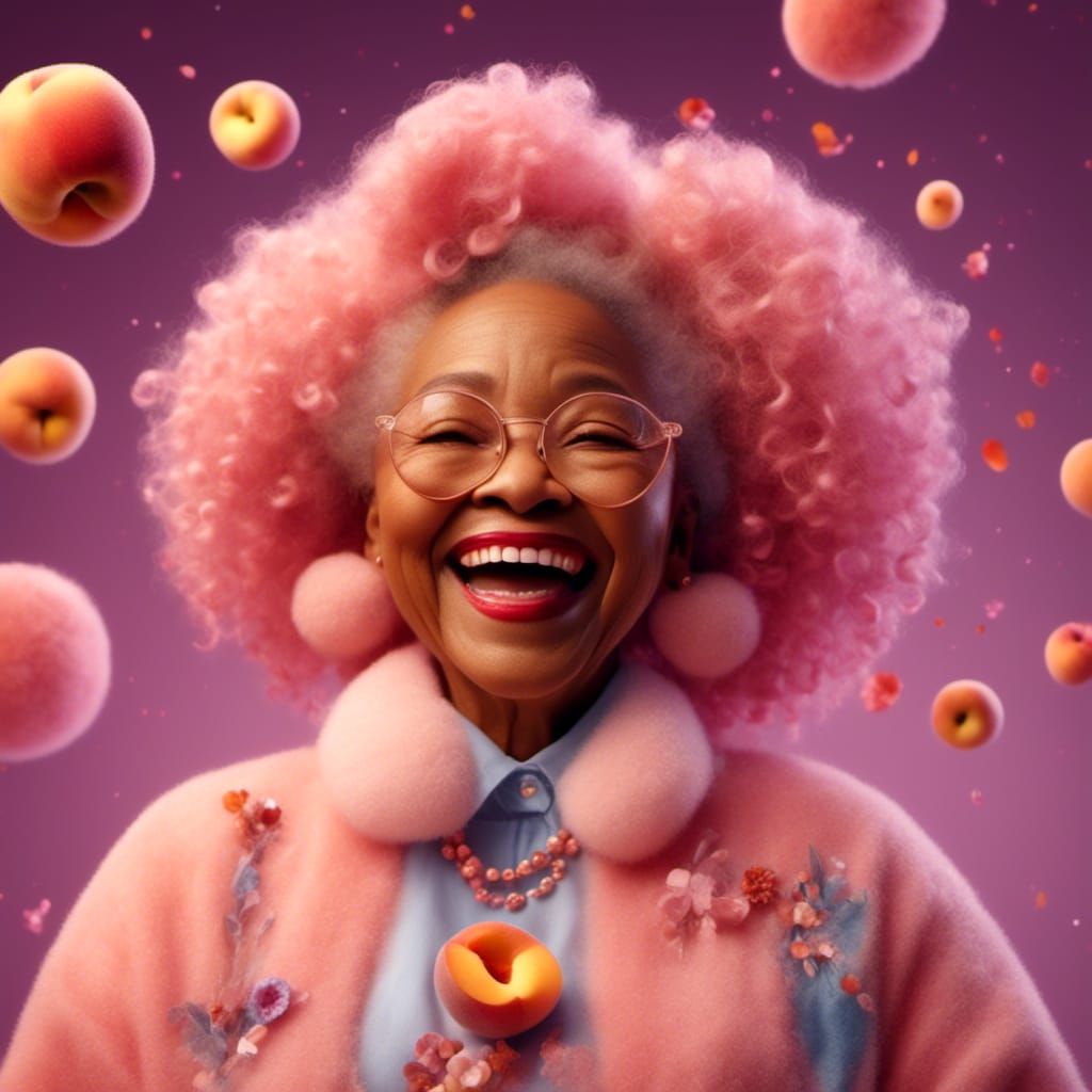 Happy African American Lady in Hyperreal Style