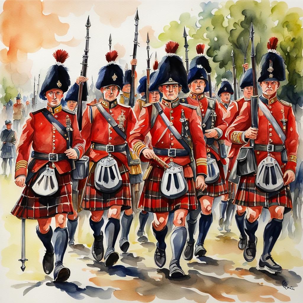 Royal Scots Dragoon Guards in kilts