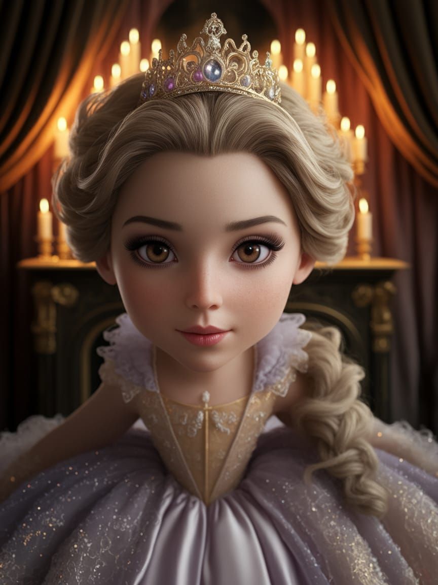 Elegant Victorian Princess in Lavender Ball Gown
