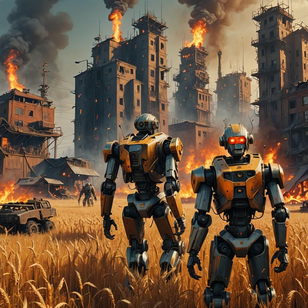 Robots in Burning Landscape: Digital Matte Painting