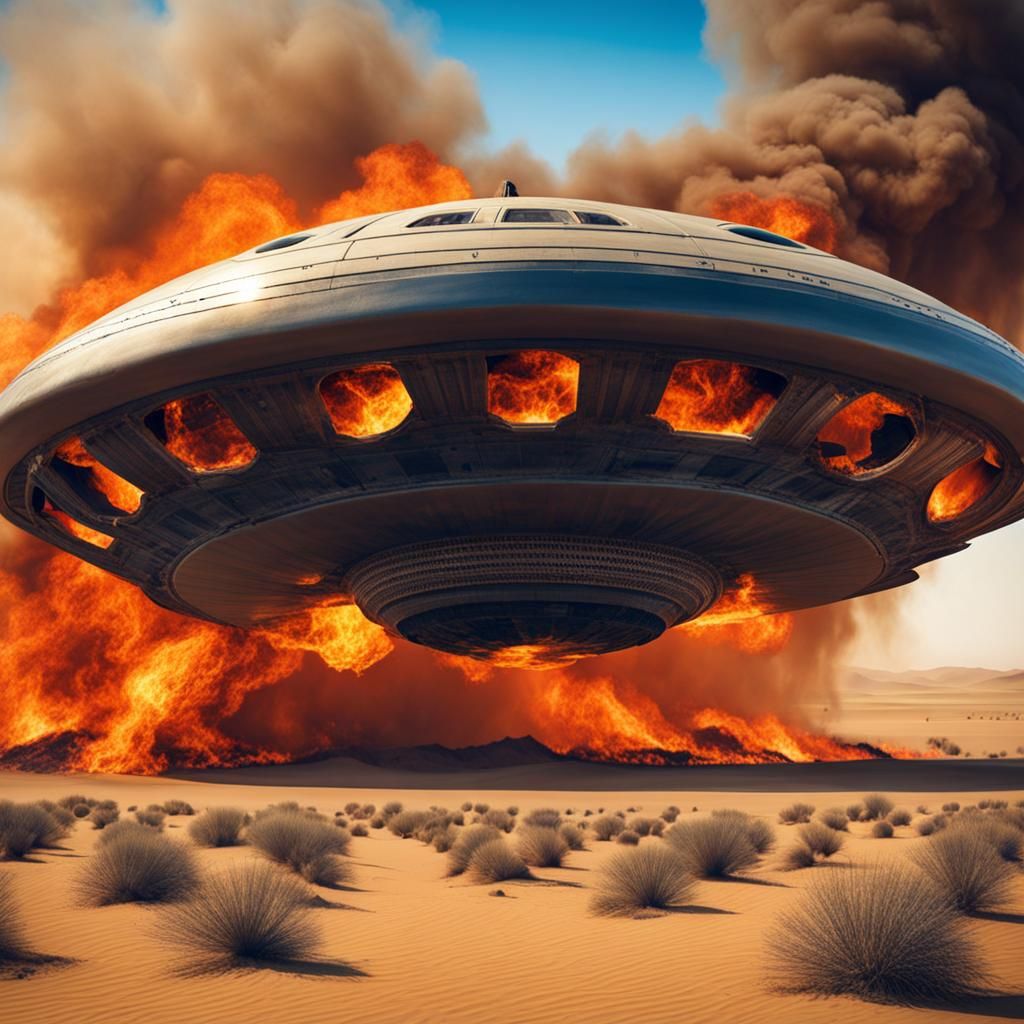 UFO Crash Site in Desert Fire