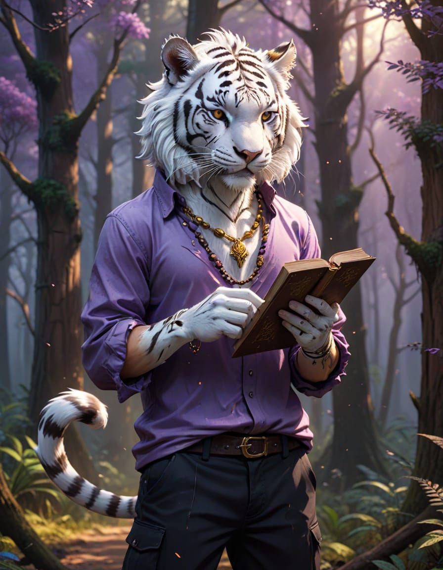 Sorcerer Tabaxi Tiger in Vibrant Anime Style